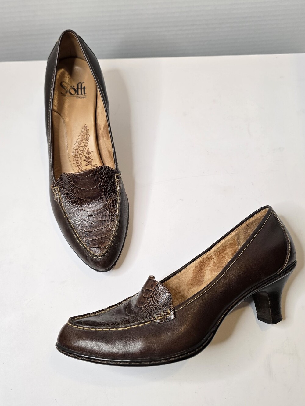 Sofft Brown Leather Loafer Pumps Size 8.5